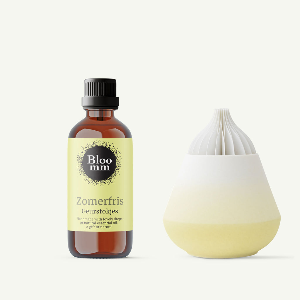 Aroma Diffuser Botanica, Pastel Yellow met ZomerFris Olie 100ml.