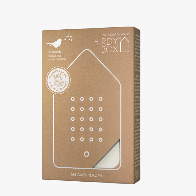 Birdybox van Relaxound, White Jesmonite met Vogelgeluiden.